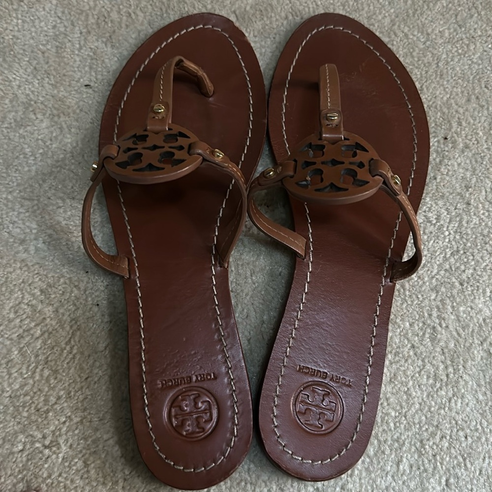 Tory Burch Mini Miller sandals, brown leather